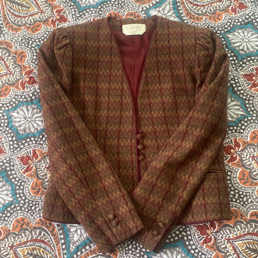 Vintage crop 3 button jacket